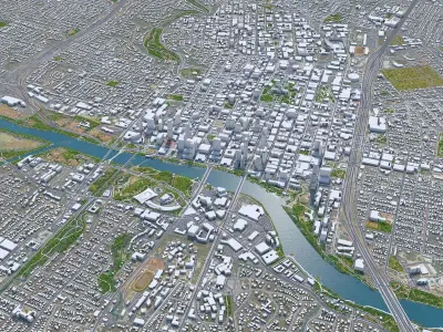 Austin Downtown Texas USA Low-poly 3D model