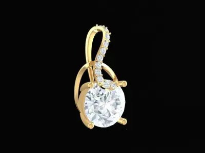 Luxury Swirl Pendant with Green Round Center Stone 237 3D print model