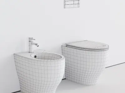 Esedra by SDR Ceramiche Fox WC Low-poly 3D model