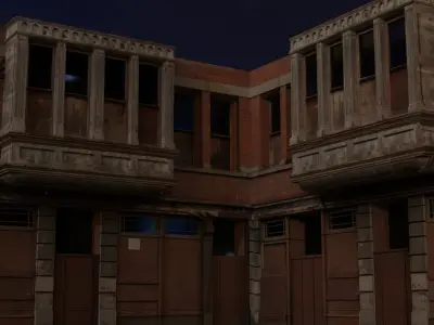 Derelict Wall-9 Low-poly 3D model