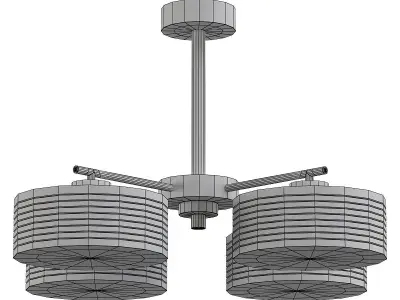 CAPRI three light chandelier in brass with shades 3D model