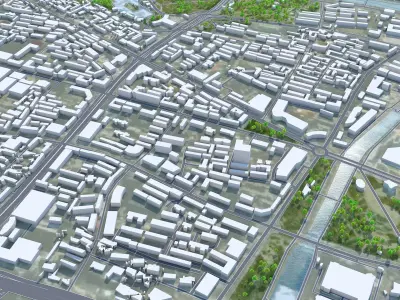 Xining Qinghai China 45km AI Low-poly 3D model