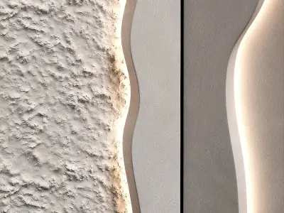 Niche recess in the wall with lighting Wavy doorways 3D model