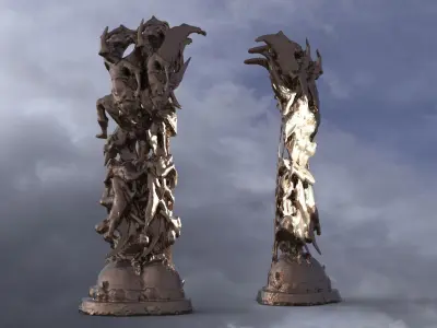 Dantes Inferno Archway pillars mirrored 3D model