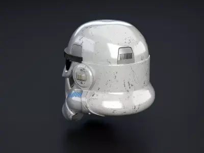 Stormtrooper White Damaged Helmet Low-poly 3D model