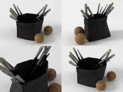 Brushes set of in bag 3D model