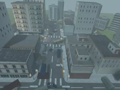 Lowpoly Shooting area City  Low-poly 3D model