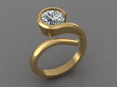 Ring 3D Print 3D print model 3D model gold with diamond in ce... 3D print model