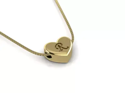Pendant initial heart R 3D print model