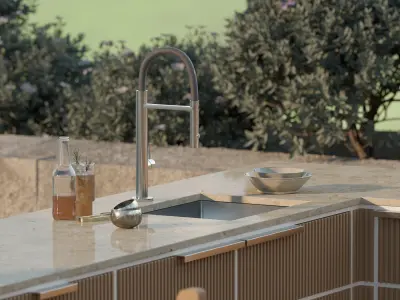 Modern Outdoor Kitchen 04 3D model