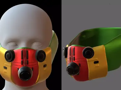 Gas mask helmet 3d model scifi Low-poly  Low-poly 3D model 215