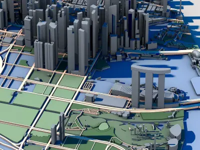 Marina Bay Financial Centre Singapore Skyline Architecture  3D model