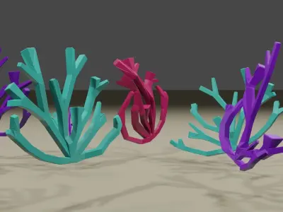 Low Poly Coral 3D Model Game Ready for Ocean Undewater Scenes Low-poly 3D model