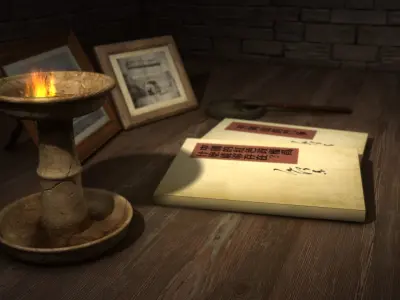 Desk lamp light lamps ink desktop restoring ancient ways 3D model