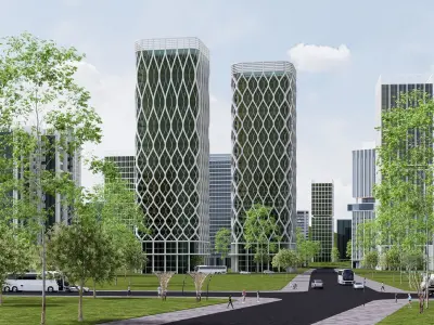Office Twin Towers GH230129 - Rhino Grasshopper Project 3D model