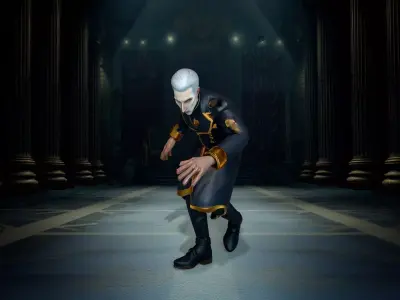 Regal Ruler in Elegant Coat Low-poly 3D model