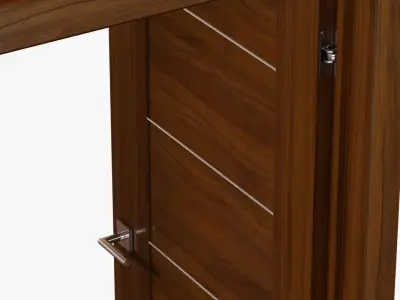 Modern brown wood door 3D model