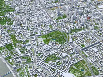 Warsaw Downtown Poland Low-poly 3D model