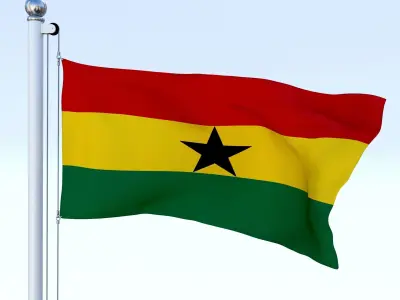 Animated Ghana Flag Low-poly 3D model