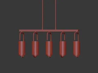 Holden 5 Light Aged Brass Linear Pendant 3D model