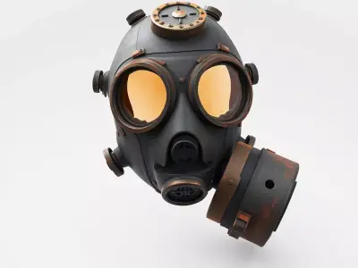 Steampunk Vintage Gas Mask Low-poly 3D model