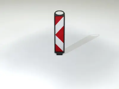 Yellow guide barrier 7 pointing left 628-11 Low-poly 3D model