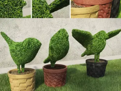 Birds - Shrubs Low-poly 3D model
