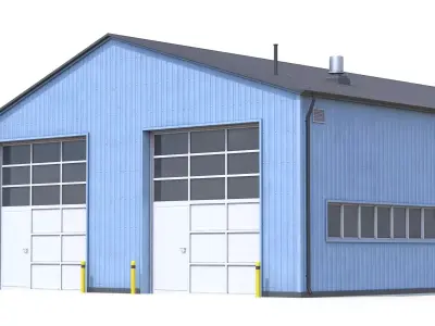 Blue Industrial Building 30 PBR Low-poly 3D model