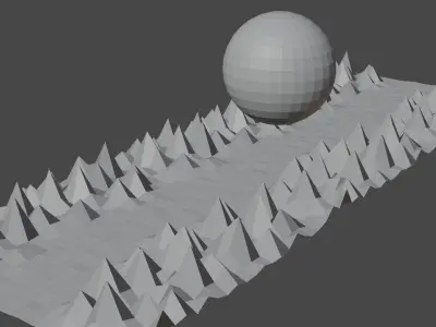 Cybermounts futuristic landscape with mountains and sun Low-poly 3D model