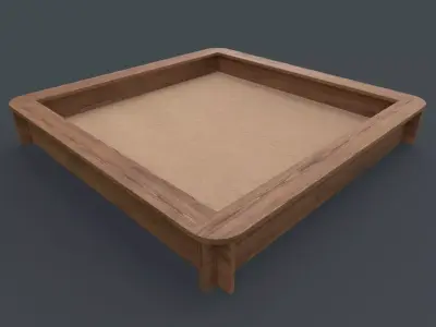 PBR Outdoor Wooden Sandbox Square B Low-poly 3D model