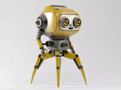 Retro Quadruped Robot  Stylized Hard-Surface Character Low-poly 3D model