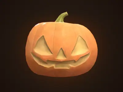 Stylized Halloween Pumpkin - Game Ready Jack-o-Lantern Low-poly 3D model