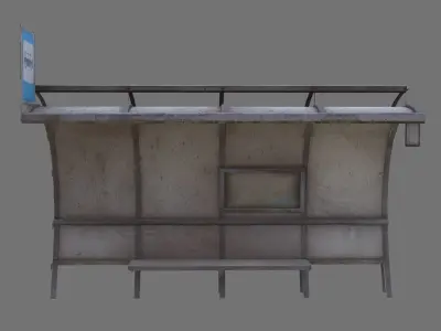 Bus stop Low-poly 3D model 30