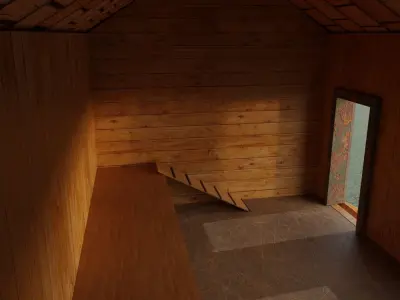 Chickenhouse wooden house with roof Low-poly 3D model