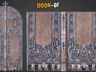 7 Professional Medieval Door and 250 Alpha Brushes Vol 19 Low-poly 3D model