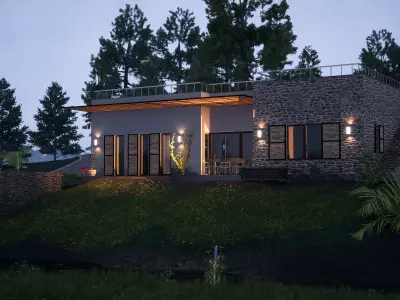 House Model with Night Scene - Twinmotion 2020 3D model
