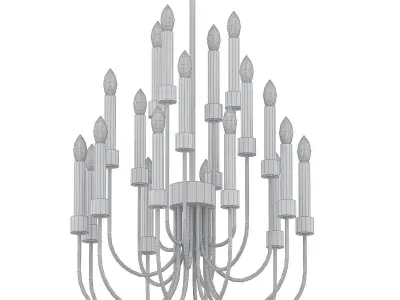 TERENS edison light chandelier in polished nickel 3D model