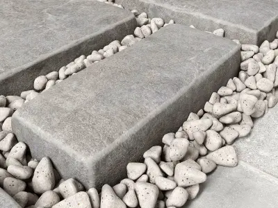 Paving old and pebble 3D model