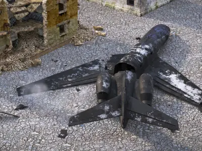  Burnt Jet Plane Debris after Crash 