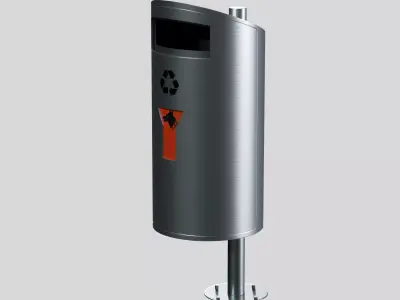 Swiss street stainless steel garbage can with dog plastic bags 3D model