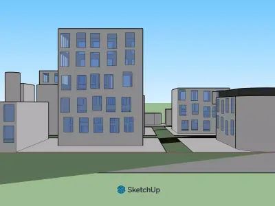 Modern City Block-Low Poly Building Pack  SketchUp 3D Model 3D model