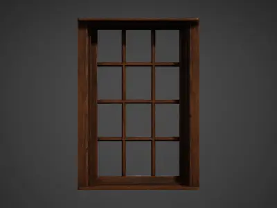 Wooden Window Low Poly Game Ready Low-poly 3D model