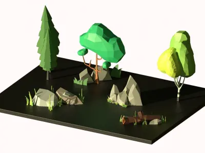 Low-poly forest Low-poly 3D model