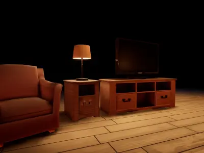 Living Room Set Low-poly 3D model