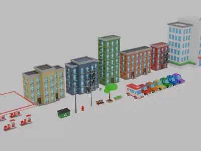 3D City Assets Low-poly 3D model