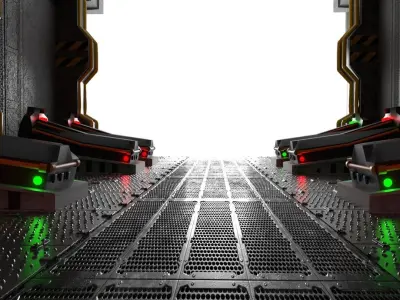 Sci-Fi Corridor Interior Cryochamber Base Scene  Low-poly 3D model