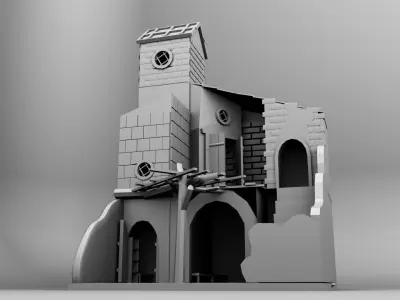 HOUSE-3 building with stairs 3D model