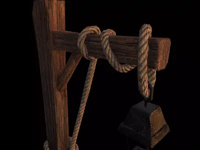 Wooden street Lamp Low-poly 3D model