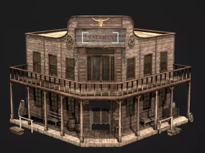 WESTERN BUILDING 001 Low-poly 3D model