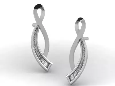 Gold Diamond Women Earring 3D print Model 3D print model 133